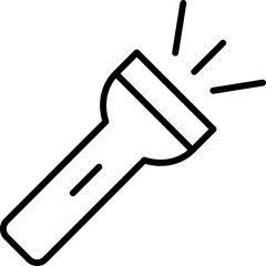 Flashlight Simple Minimalistic Outline Icon. Suitable for books, stores, shops. Editable stroke in minimalistic outline style. Symbol for design