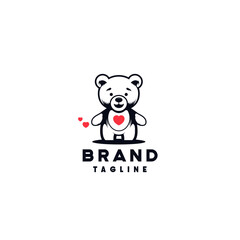Teddy Bear with a heart Logo Symbol Design Template Flat Style Vector