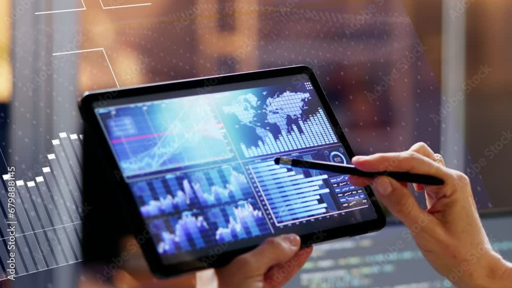Fototapete analytic data analyst on computer: analytics dashboard