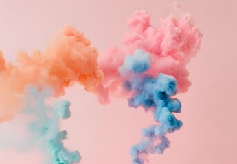 Fototapeta premium abstract figures of smoke and steam of colors on a white and pale pink background