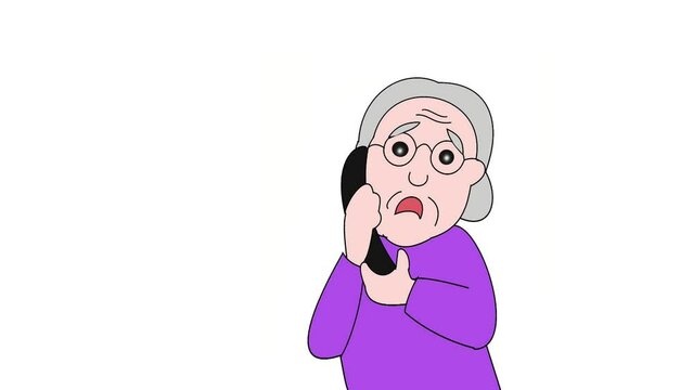 詐欺師からの電話に変化するおばあさんの表情