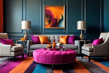 Harmonious and Balanced Design: Colored Stylish Backdrop Providing a Vibrant Color Scheme