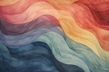 Colorful Wavy Patterns on Paper: Fragmented Artwork in Vibrant Hues.