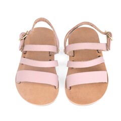 Cute and trendy handmade leather baby sandals on white background