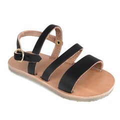 Cute and trendy handmade leather baby sandals on white background