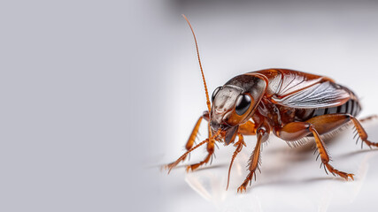 Close up Cockroach isolated on gray background