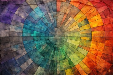 Color Wheel Grunge: Vibrant and Textured Digital Image