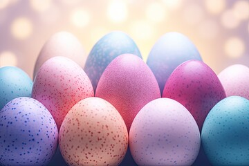 Fototapeta na wymiar Vibrant Colorful Eggs on Grainy Blurred Gradient Background