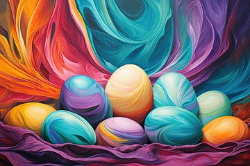 Vibrant Easter Artwork: Colorful Eggs in Abstract Gradation