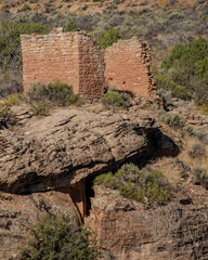 View across canyon of Rim Rock House in Hovenweep National Monument