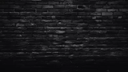 Foto op Canvas Fond d'un mur noir en intérieur, texture plâtre, briques. Ambiance sombre. Arrière-plan pour conception et création graphique. © FlyStun