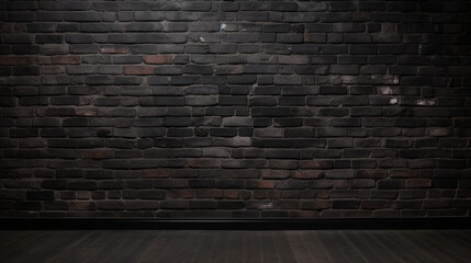 Fond d'un mur noir en intérieur, texture plâtre, briques. Ambiance sombre. Arrière-plan pour conception et création graphique. - obrazy, fototapety, plakaty