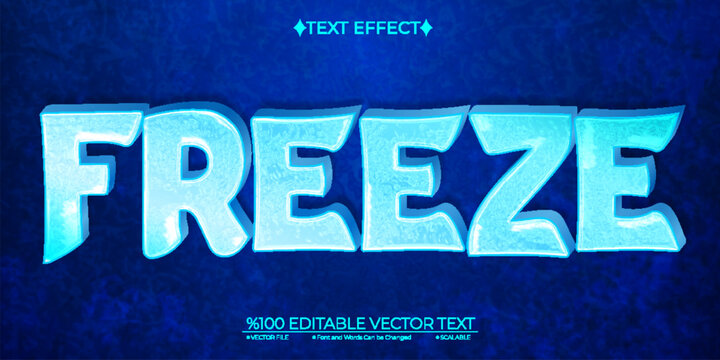 Blue Liquid Freeze Editable Vector 3D Text Effect