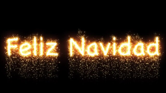 sparkling 2024 Happy New Year, Merry Christmas, Felix Navidad, Gold Animation Text, sparkler	
