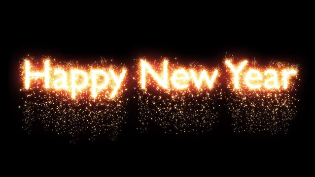 sparkling 2024 Happy New Year, Merry Christmas, Felix Navidad, Gold Animation Text, sparkler	
