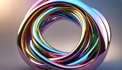 Abstract geometric background with metal spiral and toroid ring, background for design,