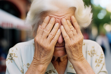 The Struggle to Remember: An Emotional Portrait of an Elderly Woman Battling Alzheimer's - obrazy, fototapety, plakaty
