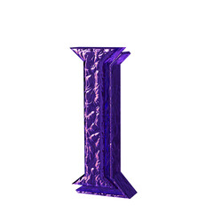 Fluted dark purple symbol. right side view. letter i