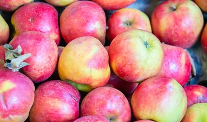 Apples at the market display stall