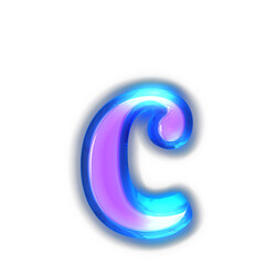 Purple symbol glowing around the edges. letter c