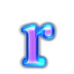 Purple symbol glowing around the edges. letter r