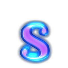 Purple symbol glowing around the edges. letter s