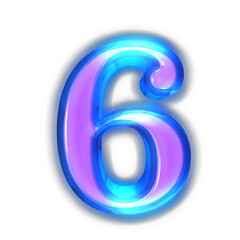 Purple symbol glowing around the edges. number 6
