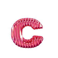 Pink symbol with vertical ribs. letter c