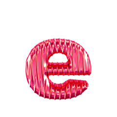 Pink symbol with vertical ribs. letter e
