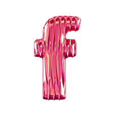 Pink symbol with vertical ribs. letter f
