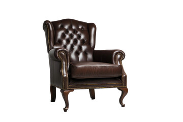 a high quality stock photograph of a single brown sofa chair isolated on white background