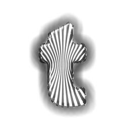 White symbol with ultra thin black luminous vertical straps. letter t