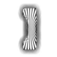 White symbol with ultra thin black luminous vertical straps