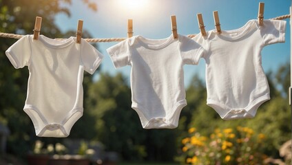 A Bundle of Innocence: A Portrait of White Baby Clothes Drying in the Sun