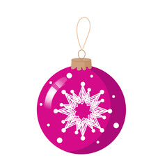 Christmas pink ball with snowflakes  