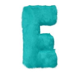 Symbol made of turquoise fur. letter e