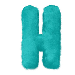 Symbol made of turquoise fur. letter h