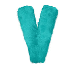 Symbol made of turquoise fur. letter v