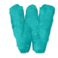 Symbol made of turquoise fur. letter w
