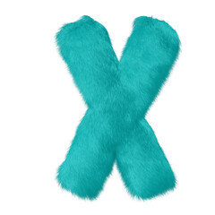 Symbol made of turquoise fur. letter x