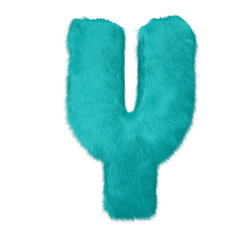 Symbol made of turquoise fur. letter y