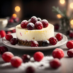 Cheesecake with Frosted Cranberries - Creamy Holiday Indulgence