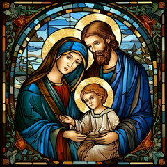 The holy family, featuring Jesus and iconographic motifs, portrayed with lively brushwork.