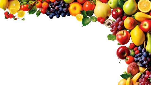 Frame of fruits on transparent background, PNG file