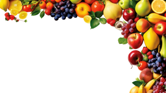 Frame of fruits on transparent background, PNG file