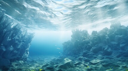 Obraz premium iceberg underwater illustration concept, backdrop, game background, character placement 