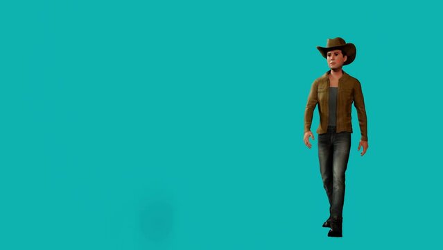 4K 3D Animation: Cowboy Walking Loop Character