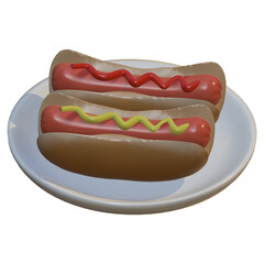 hot dog with mustard and ketchup