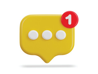 3d speech bubble icon with notification icon