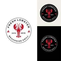 Fresh Seafood Lobster vintage logo design